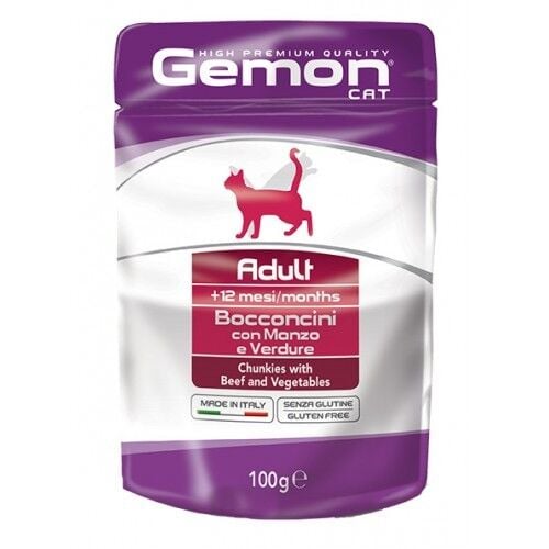 Gemon Pouch Yetişkin Sığır Etli Sebzeli Premium Kedi Maması 100g
