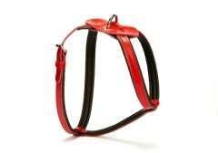 Doggie Konforlu Deriden El Yapımı Köpek Göğüs Tasması 2,5 x 60-85 cm Kırmızı