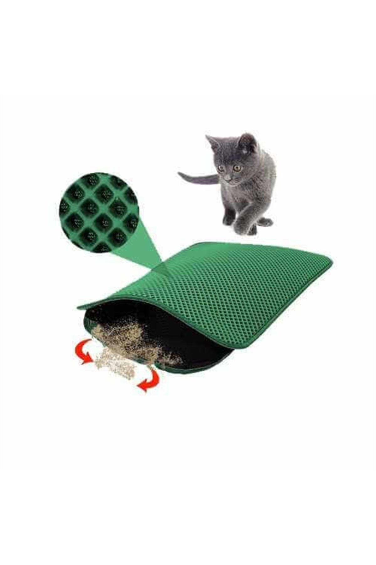 Ans Elekli Kedi Tuvalet Önü Paspası 60 x 45 cm Yeşil