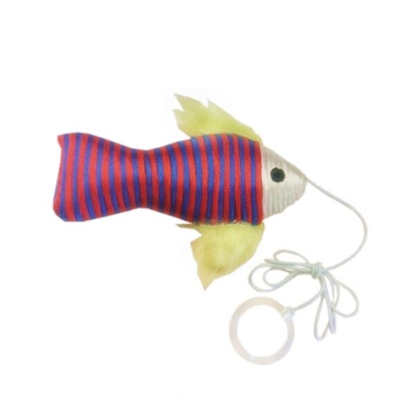 Kedi oyuncağı balıklı renkli olta içi boncuklu 11*7 cm