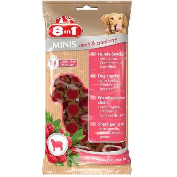 8 In 1 Minis Kuzu Eti Ve Kızılcık Meyveli Köpek Ödülü 100 Gr