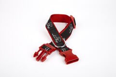 Doggie Desenli Süslü Dokuma Köpek Boyun Tasması 1,5 x 25-40 cm Kırmızı