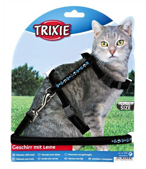 Kedi Göğüs Tasma Seti Siyah Kadife 22-36cm/10mm
