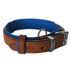 Markapet Lüks Deri Köpek Boyun Tasması 2x25-32 cm Mavi Kahverengi