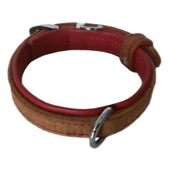 Markapet Lüks Deri Köpek Boyun Tasması 2x25-32 cm Kırmızı Kahverengi