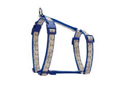 Doggie Desenli Süslü Dokuma Köpek Göğüs Tasması 2 x 45-55 cm Mavi