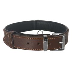 Markapet Lüks Deri Köpek Boyun Tasması 4x57-67 cm Siyah Koyu Kahverengi