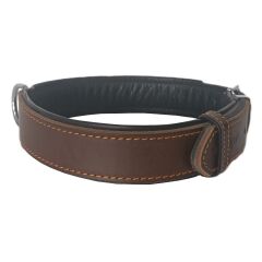 Markapet Lüks Deri Köpek Boyun Tasması 4x57-67 cm Siyah Koyu Kahverengi