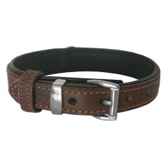 Markapet Lüks Deri Köpek Boyun Tasması 2,5x30-38 cm Siyah Kahve Medium