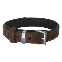 Markapet Lüks Deri Köpek Boyun Tasması 2,5x30-38 cm Siyah Kahve Medium