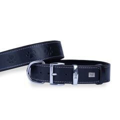 Doggie Pati Desenli Deri Köpek Boyun Tasması 3,5x52x60 cm Siyah