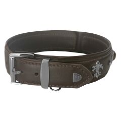 Markapet Deri Doğal Taşlı Köpek Boyun Tasması 44-50 cm Medium Kahverengi