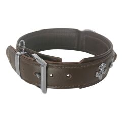 Markapet Deri Doğal Taşlı Köpek Boyun Tasması 44-50 cm Medium Kahverengi
