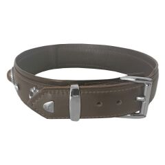 Markapet Deri Doğal Taşlı Köpek Boyun Tasması 44-50 cm Medium Kahverengi