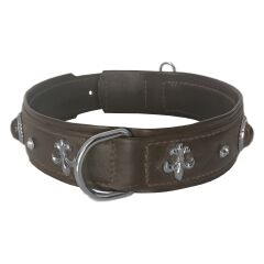Markapet Deri Doğal Taşlı Köpek Boyun Tasması 44-50 cm Medium Kahverengi