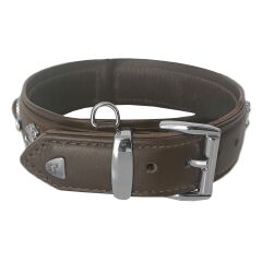 Markapet Deri Doğal Taşlı Köpek Boyun Tasması 38-44 cm Small Kahverengi