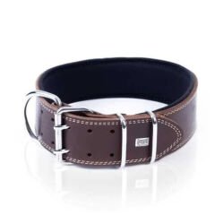 Doggie Konfor Deri El Yapımı Köpek Boyun Tasması 6x55-65 cm Kahverengi
