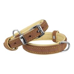 Markapet Lüks Deri Köpek Boyun Tasması 2x26-32 cm Sarı Kahverengi Small