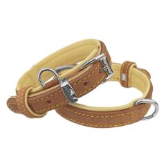 Markapet Lüks Deri Köpek Boyun Tasması 2x26-32 cm Sarı Kahverengi Small