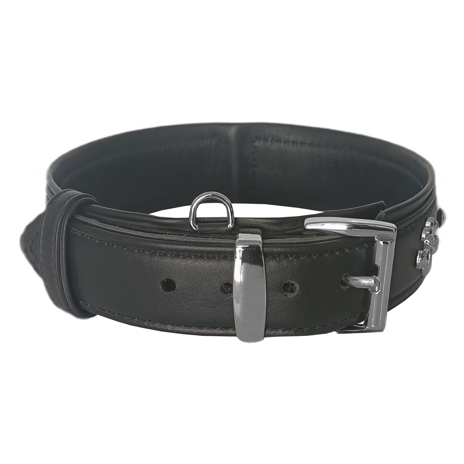 Markapet Deri Parlak Taşlı Köpek Boyun Tasması 49-55 cm Large Siyah