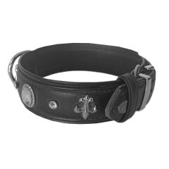 Markapet Deri Parlak Taşlı Köpek Boyun Tasması 49-55 cm Large Siyah