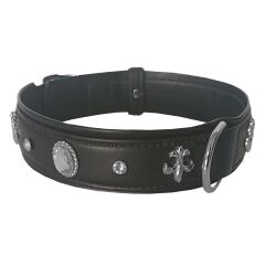Markapet Deri Parlak Taşlı Köpek Boyun Tasması 49-55 cm Large Siyah