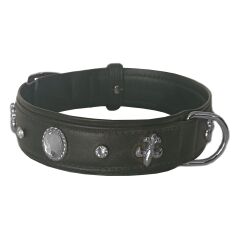 Markapet Deri Parlak Taşlı Köpek Boyun Tasması 49-55 cm Large Siyah