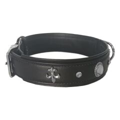 Markapet Deri Parlak Taşlı Köpek Boyun Tasması 38-43 cm Small Siyah