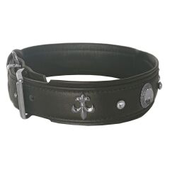 Markapet Deri Parlak Taşlı Köpek Boyun Tasması 38-43 cm Small Siyah