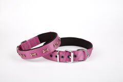 Doggie Softlu Dokuma Metal Kemik Süslü Tasma 2,5*60 cm Mor