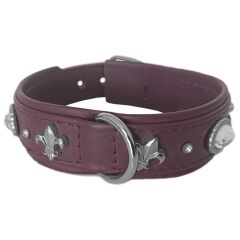Markapet Deri Parlak Taşlı Köpek Boyun Tasması 38-43 cm Small Mor