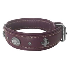 Markapet Deri Parlak Taşlı Köpek Boyun Tasması 28-32 cm X-Small Mor