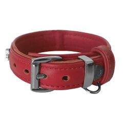 Markapet Deri Parlak Taşlı Köpek Boyun Tasması 28-32 cm X-Small Kırmızı
