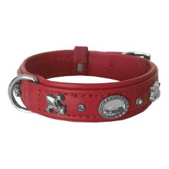 Markapet Deri Parlak Taşlı Köpek Boyun Tasması 28-32 cm X-Small Kırmızı