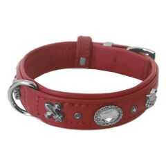 Markapet Deri Parlak Taşlı Köpek Boyun Tasması 28-32 cm X-Small Kırmızı