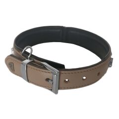 Markapet Deri Doğal Taşlı Köpek Boyun Tasması 44-50 cm Medium Taba