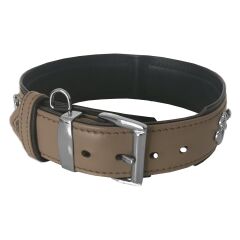 Markapet Deri Doğal Taşlı Köpek Boyun Tasması 44-50 cm Medium Taba