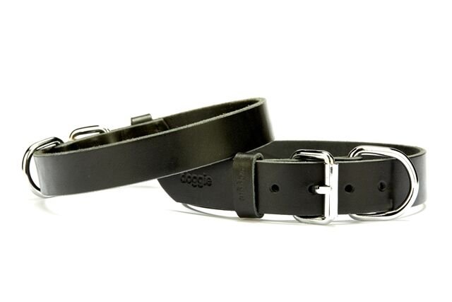 Doggie Deri El Yapımı Köpek Boyun Tasması 1,5x32-37 cm Siyah
