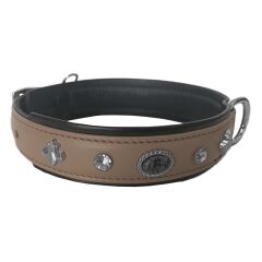 Markapet Deri Doğal Taşlı Köpek Boyun Tasması 28-33 cm X-Small Taba