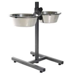 Ayaklı İkili Çelik Mama ve Su Kabı 2,8 Litre Min 15 cm Max 50cm