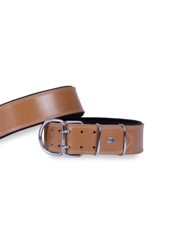 Doggie Konfor Deri El Yapımı Köpek Boyun Tasması 6x65-75 cm Kamel