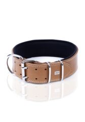 Doggie Konfor Deri El Yapımı Köpek Boyun Tasması 6x65-75 cm Kamel