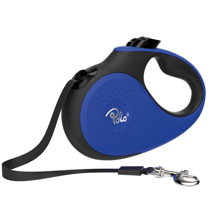 Polo Prestige Makaralı Otomatik Tasma L 5 Metre - 50 kg Mavi - Siyah