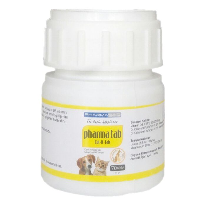 PharmaTab Köpek ve Kediler İçin Kalsiyum Takviyesi 70 Tablet 50 Gr
