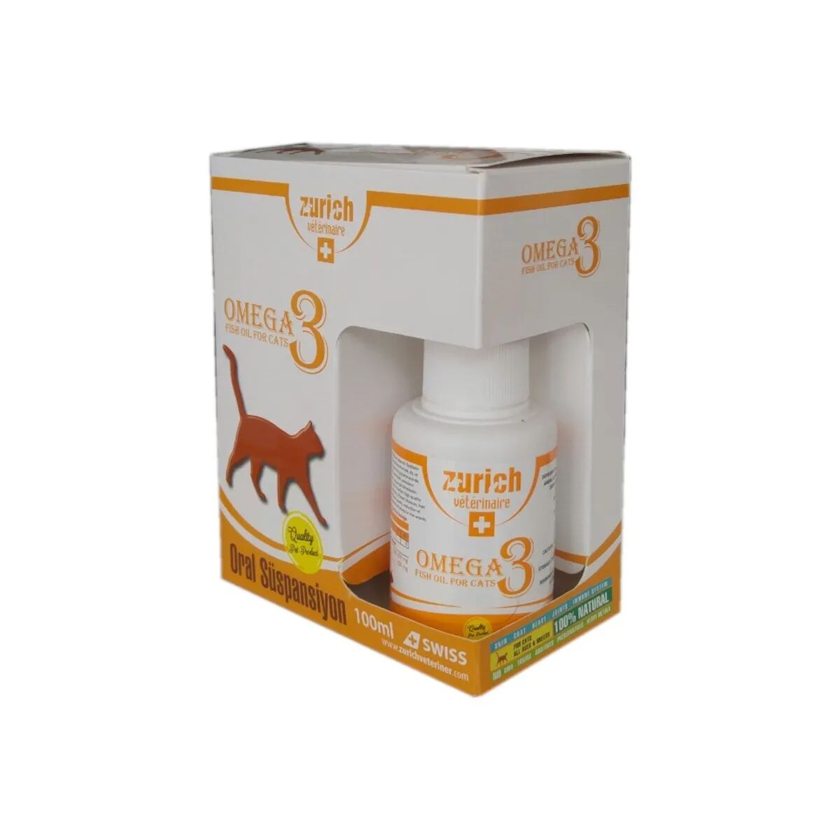 Zurich Cat Omega-3 Balık Yağı Tüy Döküm Önleyici/Tüy Sağlığı 100ml