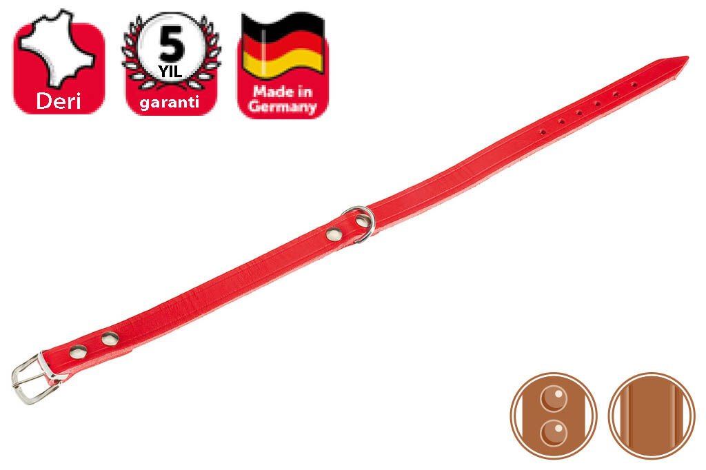 Karlie Deri Boyun Tasma Perçinli 24 Cm Kirmizi