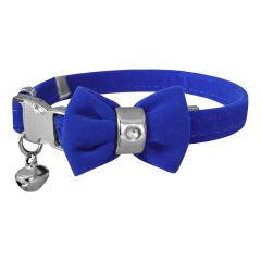 Markapet Kadife Kedi Boyun Tasması Papyonlu 20-32 cm Mavi