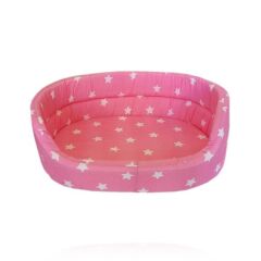 Kedi Köpek Yatağı Yıldız Desenli Pembe Small ø 48*34*13 cm