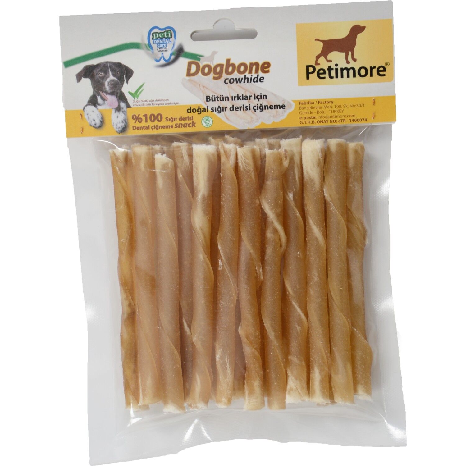 Petimore Naturel Burgu Çubuk Ödül Ve Çiğneti Kemiği 12 cm 25 li