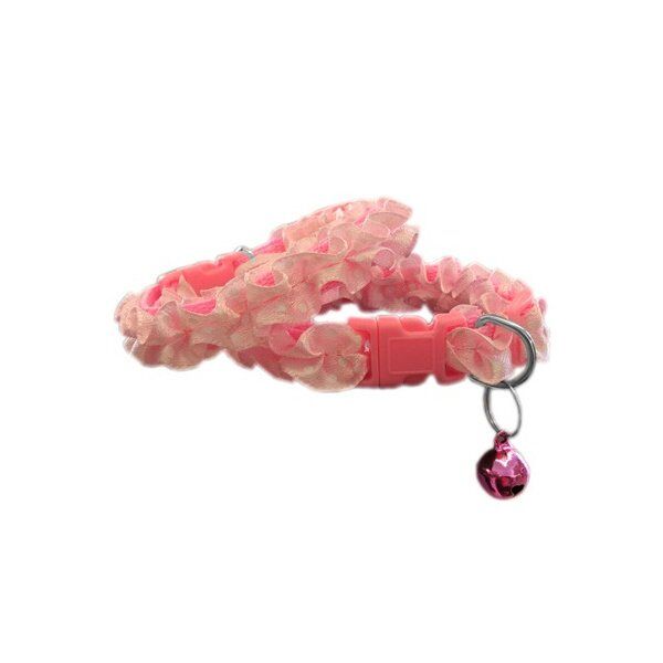 Zilli Kedi Boyun Tasması Puantiyeli Pembe